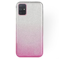 Луксозен силиконов гръб ТПУ с брокат за Samsung Galaxy S10 Lite G770 преливащ сребристо към розово 